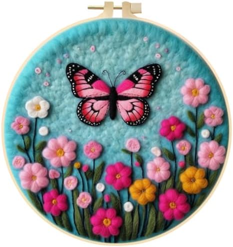 Needle Felt Starter Set, Needle Felting Kit, Felt Painting Kit for Adult Beginners Cute Animal Floral Wool Needle Felt Set with Felt Needle, Picture Frame, Foam Pad and Instructions Home Decor by Eforcase