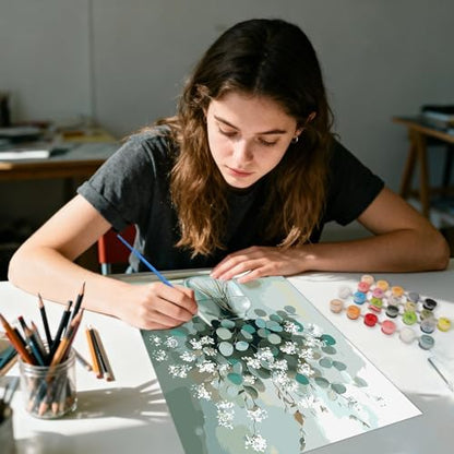 AIRDEA Flowers Paint by Numbers for Adults Beginner,Myosotis Alpestris Painting by Number Kits on Canvas,Frameless,16x20in DIY Acrylic Painting,Home Wall Decor - Image 5
