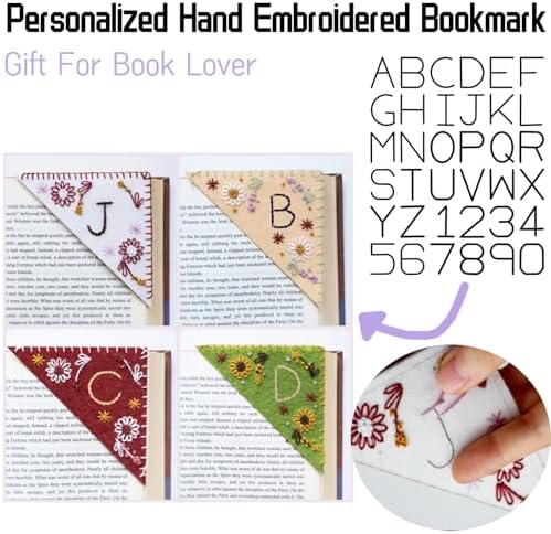 Bookmark Making Kit, Personalized Embroidered Corner Mark for Beginner, 4 Pack, DIY Initial Felt Bookmark Corner, Gift for Book Lover - Image 3