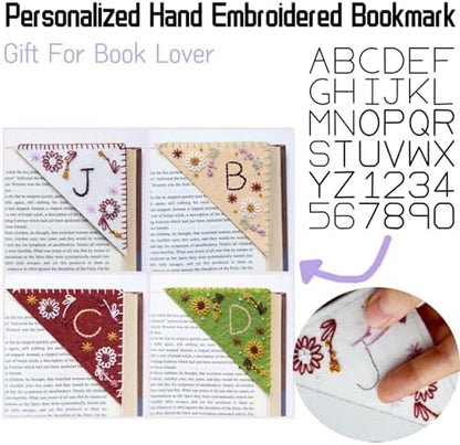 Bookmark Making Kit, Personalized Embroidered Corner Mark for Beginner, 4 Pack, DIY Initial Felt Bookmark Corner, Gift for Book Lover - Image 3