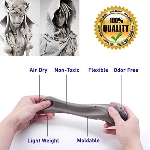 CALPALMY Moldable Foam Clay (Gray) - 300g High Density Air Dry Clay Perfect for Intricate Designs, Sculpting, Cosplay, Crafting, Prop Making - Cutting with Knife or Rotary Tool, Sanding or Shaping - Image 4