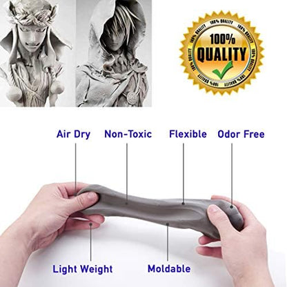 CALPALMY Moldable Foam Clay (Gray) - 300g High Density Air Dry Clay Perfect for Intricate Designs, Sculpting, Cosplay, Crafting, Prop Making - Cutting with Knife or Rotary Tool, Sanding or Shaping - Image 4