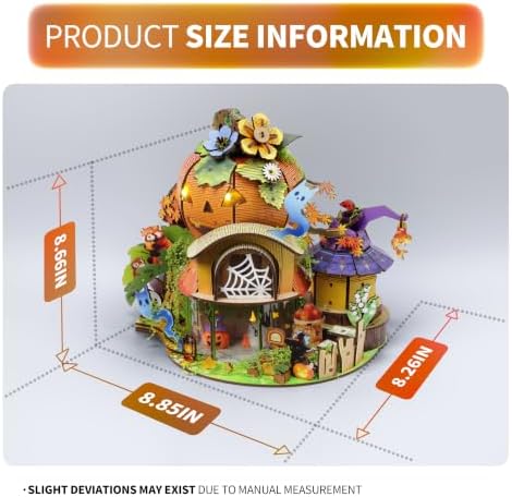 Insgen DIY Miniature Dollhouse Kit, Pumpkin Booknook Model Set with Lights - Image 2