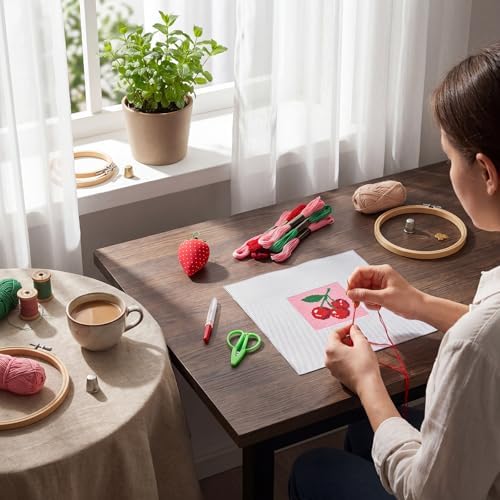XunYee Needlepoint Canvas Kit, Cherries - Image 4