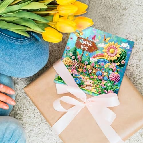 12PCS DIY Diamond Art Greeting Cards Flowers Congratulations Cards & Gifts - Image 4