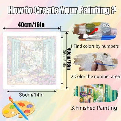 Ycydilirab Landscape Paint by Number Adult - Paint by Numbers Kits for Adults,Canvas Paint by Numbers for Adults,Drawing Colorful Paintworks Artwork for Adult Home Wall Decoration and Gifts16x16inch - Image 6