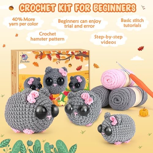 Crochetta Beginner Crochet Kit with Step-by-Step Video Tutorials, Learn to Crochet for Adults & Kids, Knitting Craft Supplies, Hanging Plants Home Decor (40%+ Yarn) - Image 4