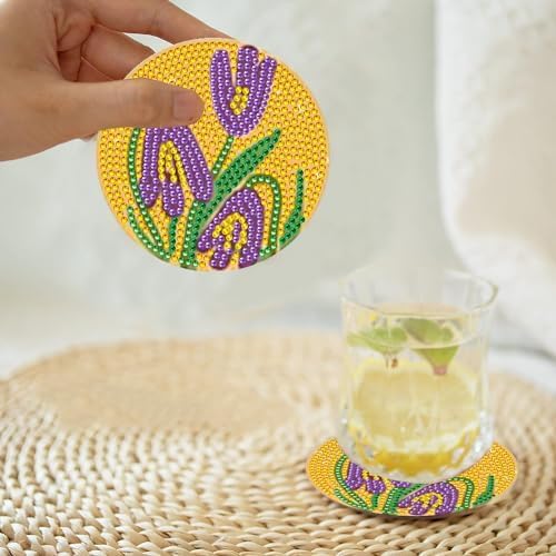 DOTZSO Diamond Art Coaster Kit 8Pcs Flower Diamond Painting Coaster 4×4in - Image 5