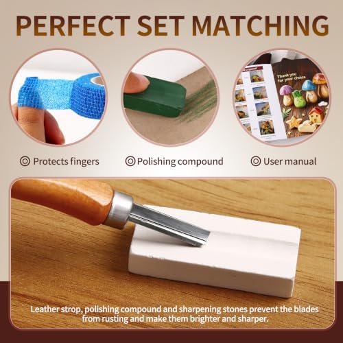 Wood Carving Kit Whittling Kit: Wood Carving Knife Tools with Leather Case - Image 6
