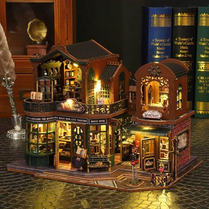 fifijoy DIY Dollhouse Miniature House Kit, Tiny House Kits Mini Doll House Model Building Sets, Wooden Miniature Kits for Adults (Magic Book City) - Image 3