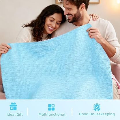 Aeelike Crochet Blanket Kit for Beginners, Easy Soft Crochet Kit, Blue - Image 2
