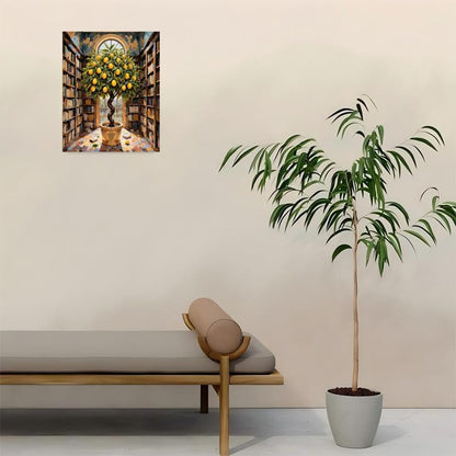 Sceorixa Plant Paint By Numbers Kit for Adults - DIY Lemon Tree in Library Painting On Canvas, Acrylic Paint Set, Suitable for Beginners, Wall Decor Art for Home Decoration Or Gifts(12X16IN Framed) - Image 4