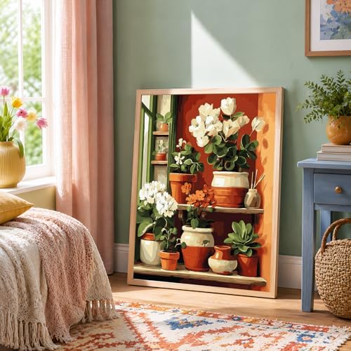 NXIKYO Plant Paint by Numbers Kit for Adults Beginner, Plants Shelves Adult Paint by Number Kits on Canvas, DIY Acrylic Oil Easy Painting by Numbers for Home Wall Decor 16 X 20 inch (Without Frame) - Image 3