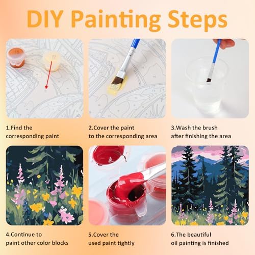 Mandun Landscape Paint by Numbers Kit for Adults, 3 Pack, 7.8x11.8 inch - Image 7
