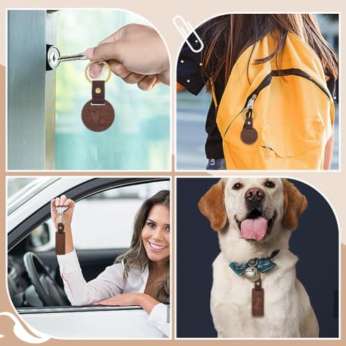 60 PCS Leather Wood Keychain Blanks Unfinished Wooden Keychains Rectangular and Round Shape Walnut Wood Keychains Blanks for Engraving DIY Crafts Personalized Gifts - Image 4