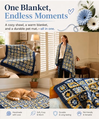 Kitcroet Granny Square Blanket Crochet Kit for Beginners, Easy Crochet Kit - Image 5