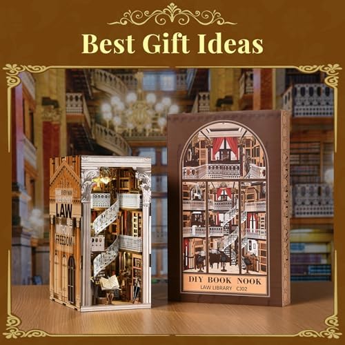 MiniCity Book Nook Kit, DIY Miniature Dollhouse Booknook Kit with Led Light and Dust Cover (Law Library) - Image 5
