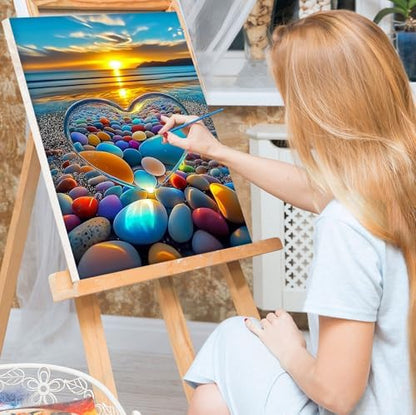Bowetile Framed Paint by Numbers Sea for Adults Beginners, Adults' Paint-by-Number Landscape Kits, Easy Adult Paint by Number Kits on Canvas, Acrylic Number Painting for Home Decor, 8x12in - Image 2