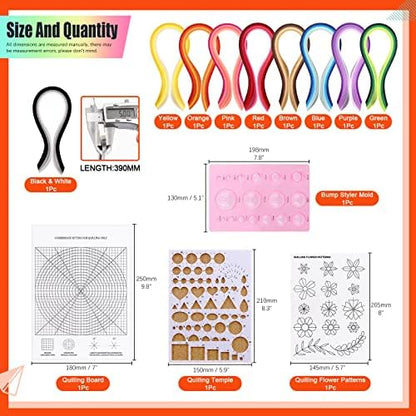 Tanstic 64Pcs Paper Quilling Kits, 45 Colors 900 Strips Paper Quilling Tools and Supplies for Beginners Perfect DIY Handcraft Quilling Set - Image 2