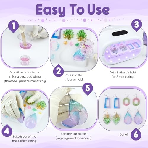 Akisey UV Resin Jewelry Making Kit, 200g UV Resin Kit with UV Light & Mode - Image 5