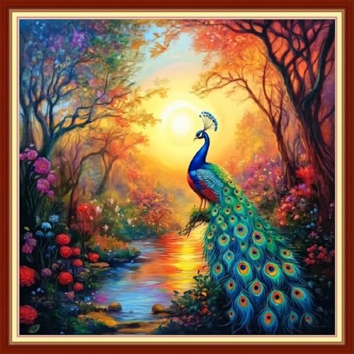 Redxing Stamped Cross Stitch Kits Embroidery kit for Beginners Adults Full Range of Embroidery Patterns Starter Kits DIY Printed Cross Stitch Kits Needlepoint Kits 11CT-Forest Hummingbird 18x18 inchs by RedxingStampedCrossStitchK