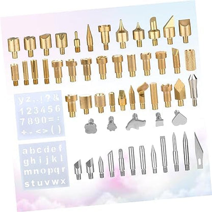 Operitacx 57pcs One Wood Carving Pen Tip Set Stencil Soldering Iron Pyrography Tool Kit Embossing Carving Pen for - Image 6