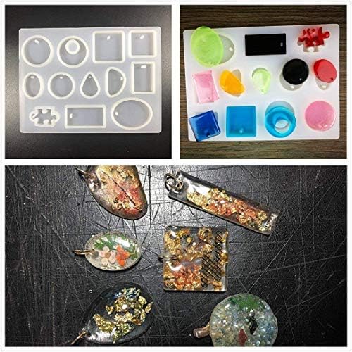 UV Epoxy Resin Crystal Clear for Craft Jewelry Making Kit 7x30ml with Pigments Molds Bezels, 36 Decorations Embellisments & Tweezers & Light, for Bracelets Pendants Diamonds Earrings Rings Necklaces - Image 2