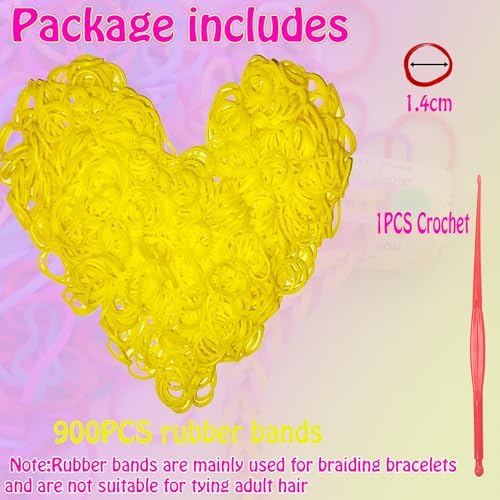 Loom Rubber Band Refill, Yellow 900 Pcs. - Image 2