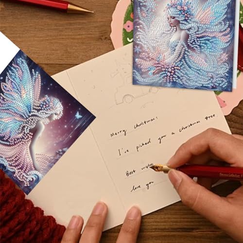 TDFERAN Diamond Painting Fairy Card 6 Set Butterfly Wings Crystal Art Puzzle Butterfly Fairy Card Cold Colors Handmade Invitations Friendship Anniversary Bestie Cards Thank You Cards Wedding Party - Image 7