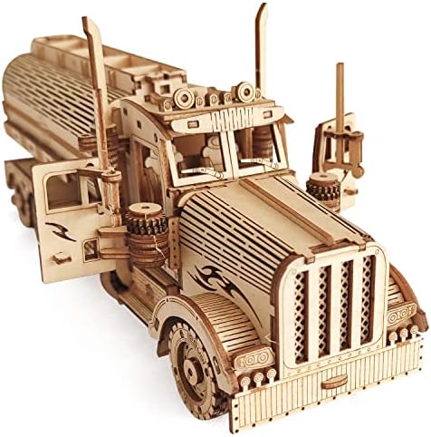 3D Wooden Tank Truck Puzzle, Wood Crafts DIY Assembly Mechanical Truck Model Kits, Wooden STEM Brain Teaser Puzzles, Christmas Birthday Gifts for Adults & Teens - Image 2