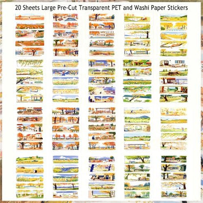 Fall Scenery Sticker Book, PET & Washi Stickers for Journaling - Image 4