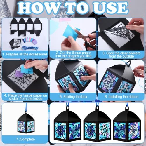 Maitys 16 Sets Winter Snowflake Paper Lantern Suncatcher Craft Kits - Image 4