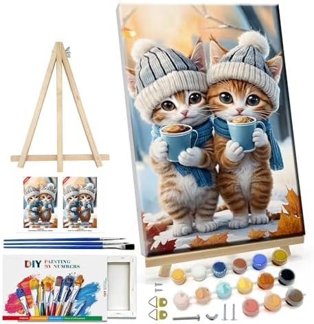 ATDMS Paint by Numbers Kits for Adults, Cats Paint by Number with Frame by ATDMSDIY