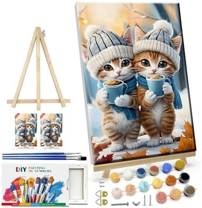ATDMS Paint by Numbers Kits for Adults, Cats Paint by Number with Frame by ATDMSDIY