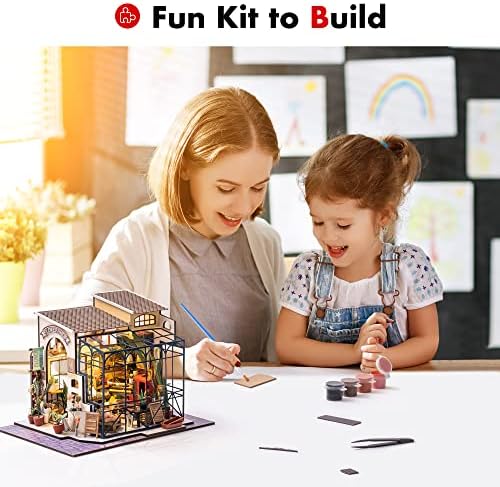 ROBOTIME DIY Dollhouse Kit Mini House with Furnitures Accessories 1:24 Scale Craft Kit - Emily's Flower Shop - Image 6