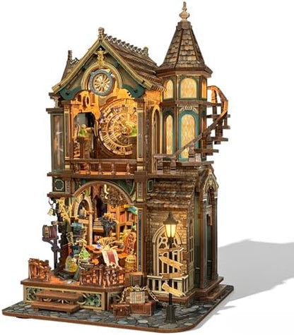 Magic Clock Tower Book Nook, Miniature Building Kit with LED Light by LORENOOKcraftsjoy