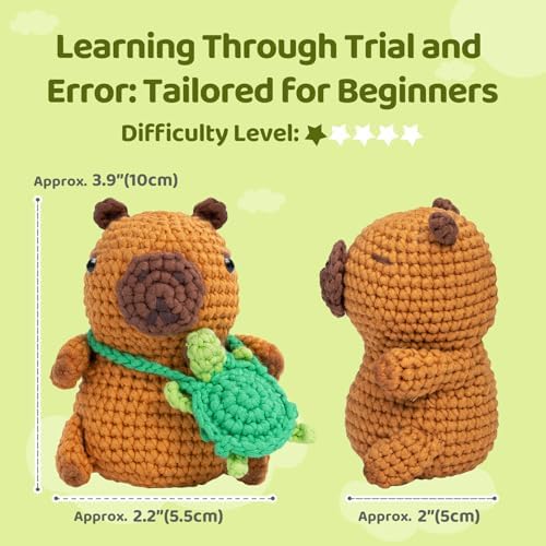 Mewaii Capybara Crochet Kit for Beginners, 40% Extra Yarn - Image 5