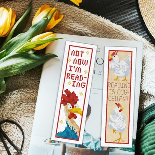 ORIGACH 6 Set Chicks & Words Cross Stitch Bookmark Kit for Beginner - Image 5