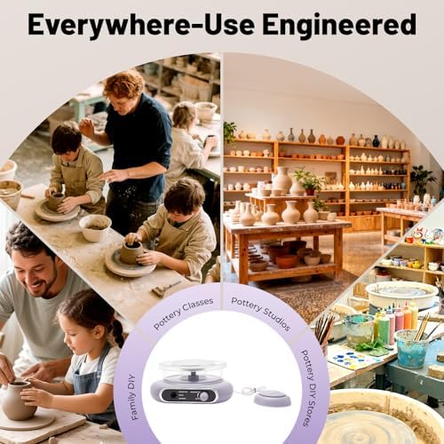 Mini Pottery Wheel Kit, 4.7 Inch Electric Clay Wheel with Foot Pedal and Adjustable Speed, Ceramic Making Machine with 8 Tools for Kids Beginners - Image 4