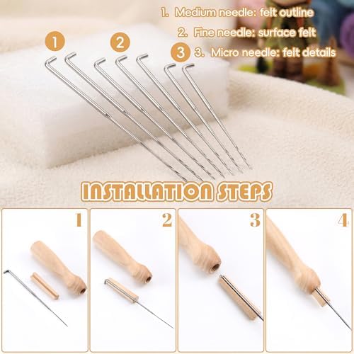DF DUALFERV Needle Felting Kit with 40 Colors of Premium Felting Wool - Fluffy, Textured Wool Roving with Strong Plasticity for Felted Animal - Image 6
