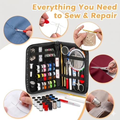 142-Piece Travel Sewing Kit for Adults & Kids, Small Needle & Thread Kit - Image 5