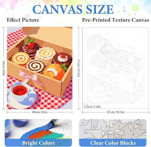 ZRIZQ Paint by Numbers Kit for Adults Beginner,Dessert,16x20 - Image 2