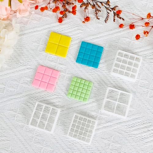 Xaekicr Grid Square Polymer Clay Cutters Set – 4PCS Geometric Clay Cutters for DIY Jewelry Making, Clay Tools for Polymer Clay Molds and Earring Projects - Image 4