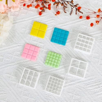 Xaekicr Grid Square Polymer Clay Cutters Set – 4PCS Geometric Clay Cutters for DIY Jewelry Making, Clay Tools for Polymer Clay Molds and Earring Projects - Image 4