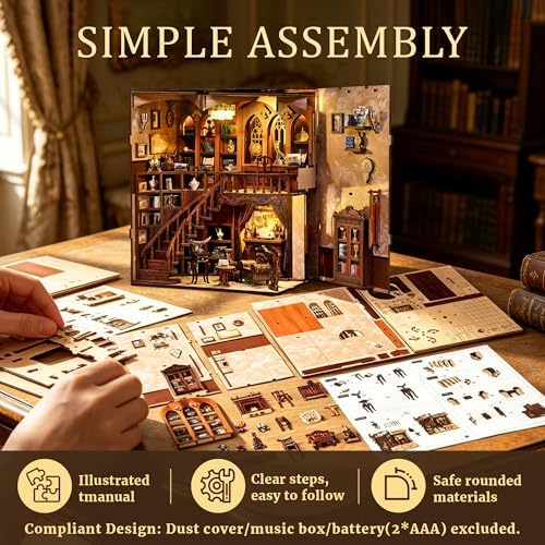 CRIOLPO Book Nook Kits for Adults DIY Doll House Kit with LED Lights - Image 5