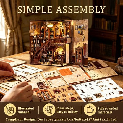 CRIOLPO Book Nook Kits for Adults DIY Doll House Kit with LED Lights - Image 5