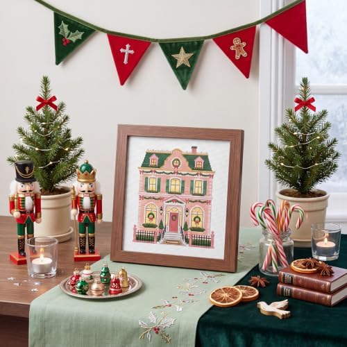 XunYee 21 Pcs Christmas Village House 18 Mesh Needlepoint Canvas Kit - Image 6