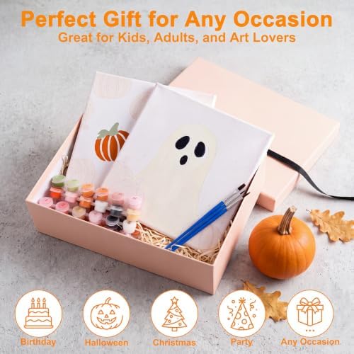 YooNotee 6 Pack Ghost Paint by Numbers Kit 8 x 8 Inch Canvas - Image 6