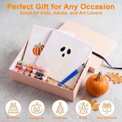YooNotee 6 Pack Ghost Paint by Numbers Kit 8 x 8 Inch Canvas - Image 6