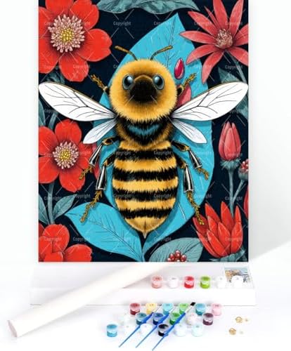 Bee Paint By Numbers Kit For Adults - Diy Bumblebee And Flowers Painting On Canvas 16X20 In, Acrylic Paint Set, Suitable For Beginners, Gift For Women Art For Home Decoration Or Gifts, Unframed - Image 3